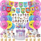 100 Pcs BT21 Birthday Party Supplies, Birthday Supplies for Bangtan Boys Fans Include Happy Birthday Banner, Cake Cupcake Toppers, Balloons And Stickers For Boys Girls Party Favors