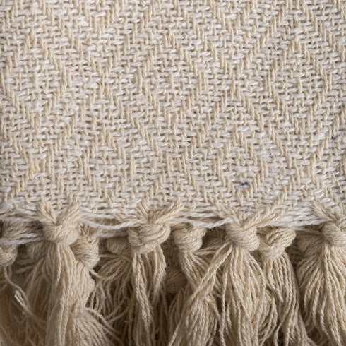 DII Rustic Farmhouse Cotton Diamond Blanket Throw with Fringe for Chair, Couch, Picnic, Camping, Beach, & Everyday Use, 50 x 60 - Fields of Diamond Natural