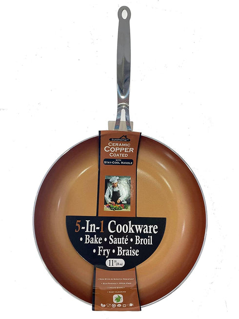 Euro-Home Gorgeous 11" Ceramic Copper Coated Fry Pan, Multicolor