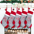 LUBOT Set of 5 Christmas Stockings (21inch) Embroidered Burlap Applique Flannel with Faux Fur Fireplace Hanging for Family Decorations Xmas Gift