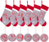 LUBOT Set of 5 Christmas Stockings (21inch) Embroidered Burlap Applique Flannel with Faux Fur Fireplace Hanging for Family Decorations Xmas Gift