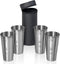 Maxam Stainless Steel 4-Piece Double-Shot Sized Shot Glass Set with Attractive Embossed Carrying Case