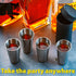 Maxam Stainless Steel 4-Piece Double-Shot Sized Shot Glass Set with Attractive Embossed Carrying Case