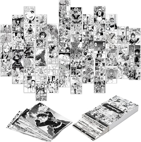 TICIAGA 50PCS Anime Panel Aesthetic Pictures Wall Collage Kit, Anime Style Photo Collection Dorm Decor for Teens&Young Adults, Wall Prints Kit, Small Posters for Room Bedroom Aesthetic