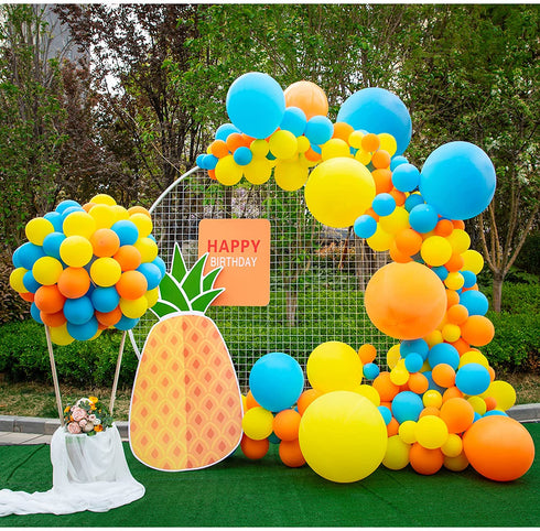 DIY Party Balloon Garland Kit,129 Pcs Yellow Orange and Blue Balloon Arch Kit for Wedding Birthday Graduation Anniversary Bachelorette Party Baby Shower Party Background Decorations