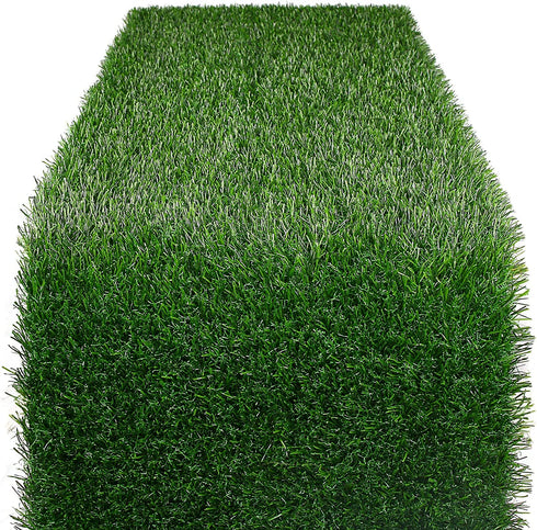 XLX TURF Grass Table Runner 12 x 108 Inch, Green Artificial Tabletop Decor for Wedding, Birthday Party, Banquet, Baby Shower