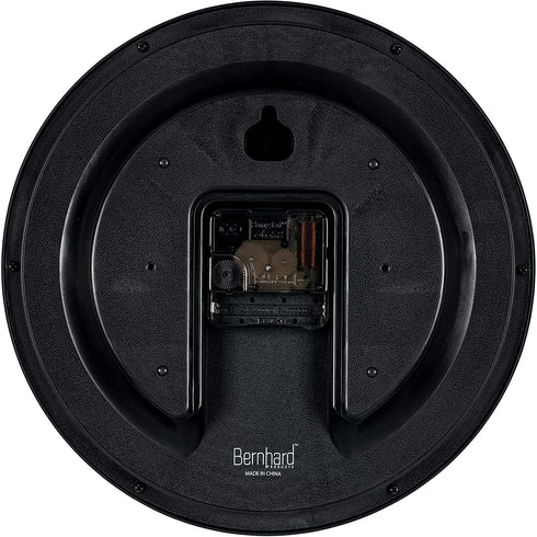 Bernhard Products Black Wall Clock Silent Non Ticking 10 Inch Quality Quartz Battery Operated Round Easy to Read Home/Office/Kitchen/Classroom/School Clock Sweep Movement