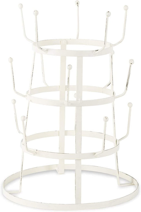 DII Metal Kitchen Storage Collection 3-Tier Mug Tree Stand, 9.5x12.75", Antique White