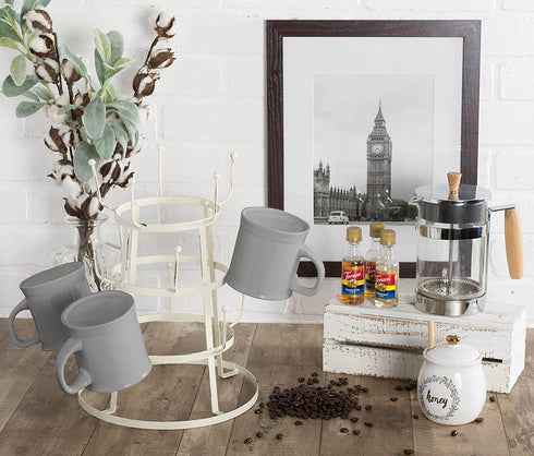 DII Metal Kitchen Storage Collection 3-Tier Mug Tree Stand, 9.5x12.75", Antique White