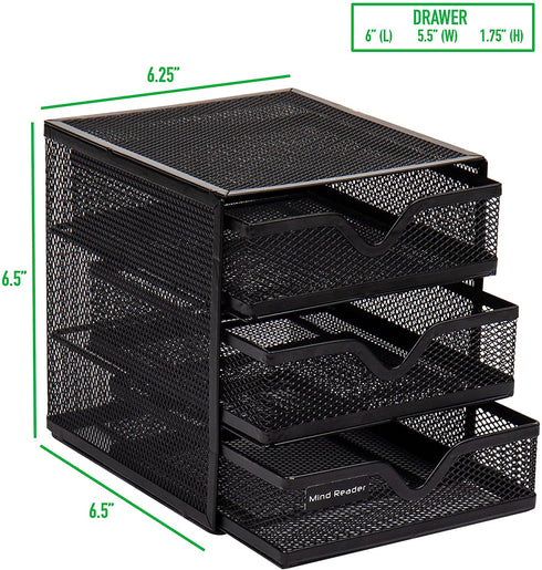 Mind Reader 3 Tier Drawer Organizer, Black