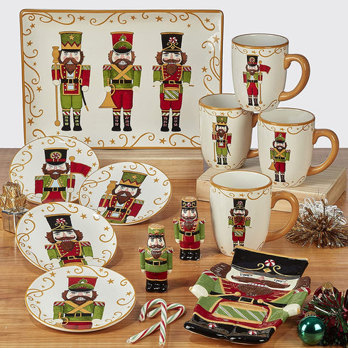 Certified International Holiday Magic Nutcracker 6" Canape/Luncheon/Snack Plates, Set of 4, Multicolor