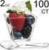 Zappy 100 Square Mini Dessert Cups 2oz Clear Tasting Sample Shot Glasses 100 Ct Dessert Cups with Spoons Disposable Plastic Appetizer Bowls Mini Parfait Cups Small Tumblers and Mini Spoons