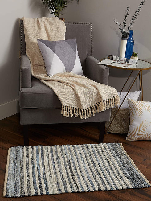 DII Chindi Home Collection Handmade Multicolor Area Rag Rug, 2x3', Denim