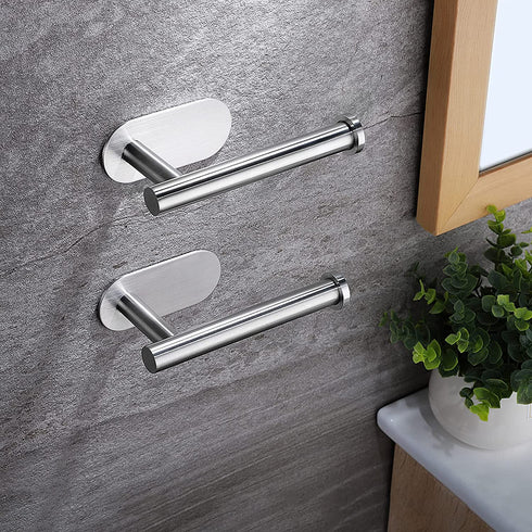 YIGII Adhesive Toilet Paper Holder - Bathroom 2 Pack Toilet Roll Holder Stainless Steel Tissue Holder Dispenser, Brushed (Silver)