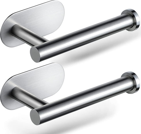 YIGII Adhesive Toilet Paper Holder - Bathroom 2 Pack Toilet Roll Holder Stainless Steel Tissue Holder Dispenser, Brushed (Silver)