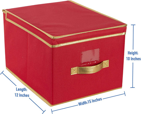 Simplify, Garage and Attic Collapsible Holiday Jumbo Box, Good for Seasonal Storage Christmas, Easter, Fourth of July, Fall & Spring, Red