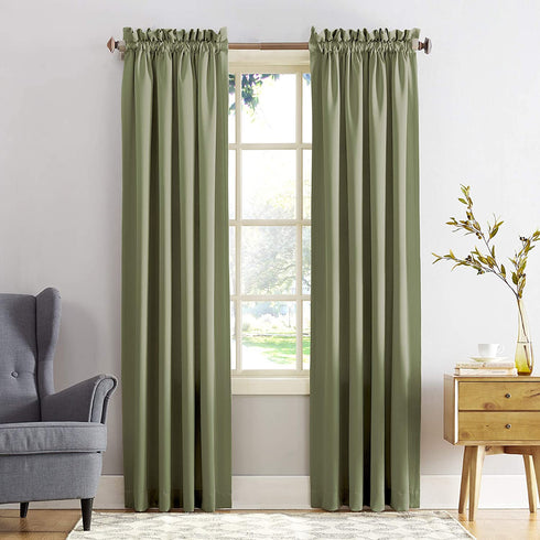 Sun Zero Barrow Energy Efficient Rod Pocket Curtain Single Panel, 54" x 84", Sage Green