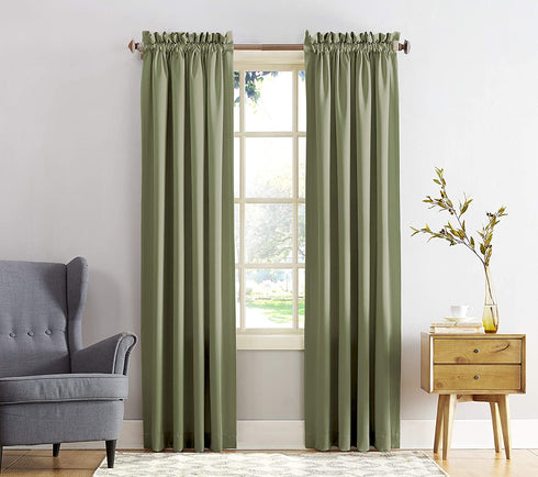 Sun Zero Barrow Energy Efficient Rod Pocket Curtain Single Panel, 54" x 84", Sage Green