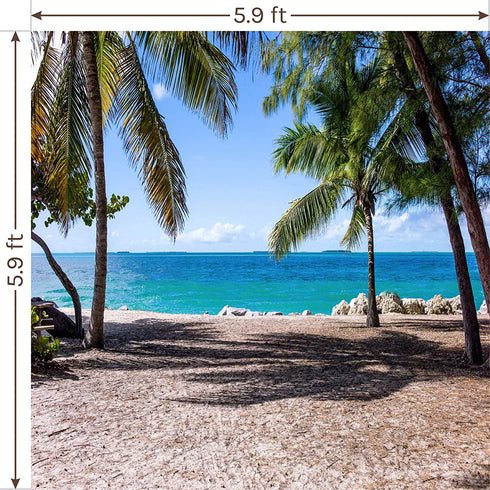Tropical Beach Photo Booth Backdrop - 5.9x5.9ft, Perfect Party Decoration for Birthday, Wedding, Luau, Moana Party