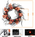 BOMMETER 22 inch Pre-Lit Halloween Deco Mesh Wreath with Timer, Lighted Front Door Wreath with 20 Warm LED Light, for Home Wall Hanging Halloween Décor (Brown)