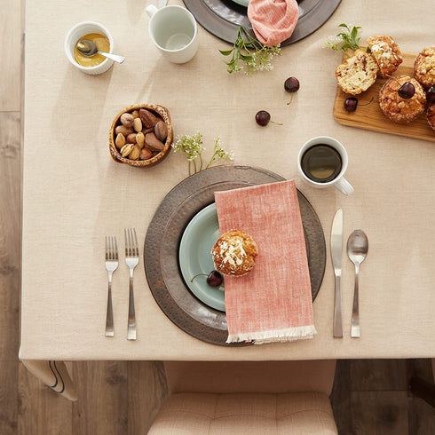 DII Kitchen Essentials Everyday French Stripe Tabletop Collection, Tablecloth, 60x104, Taupe/Nautical Blue