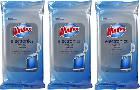 Windex Electronics Wipes, Pre-Moistened, Provides Streak-Free Shine, 25 Count (Pack of 3)
