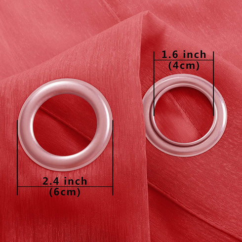Red Curtains 96 Inches Long for Living Room Set of 2 Panels Grommet Window Voile Semi Transparent Red Sheer Curtains Drapes for Bedroom 52x96 Inch Length