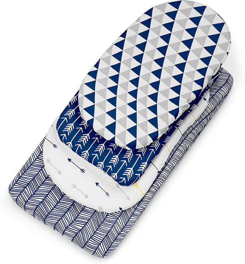 Bassinet Bed Sheets Premium Bassinet Fitted Sheets 4 Pack 100% Jersey Knit Cotton Cradle Sheets Bassinet Bedding for Standard Size Oval or Halo Bassinet Pads Bassinet Sheet for Boy & Girl