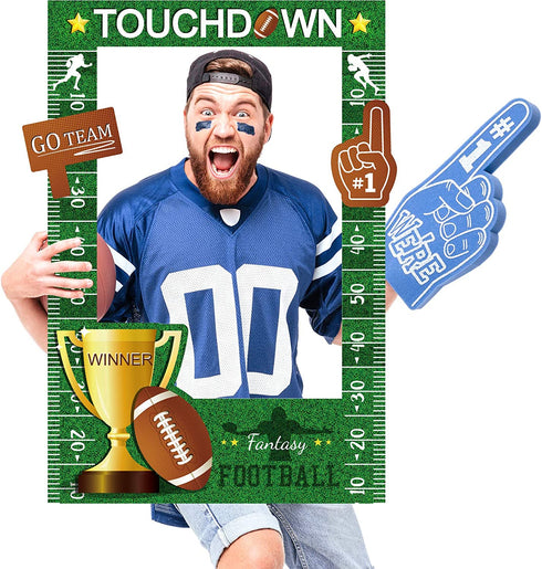 Jetec Football Photo Prop Frame Selfie Picture Frame Sport Picture Frame Football Themed Picture Frame for Birthday Baby Shower Football Theme Party Decoration