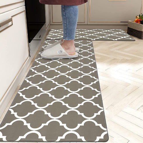 Homcomoda 2Piece Anti Fatigue Kitchen Floor Mat Comfort Heavy Duty Standing Mats Waterproof Non Slip Kitchen Rugs Indoor Outdoor(17"—28" and 17"—47")
