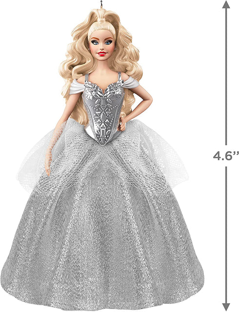 Hallmark Keepsake Christmas Ornament 2021, White Holiday Barbie Doll