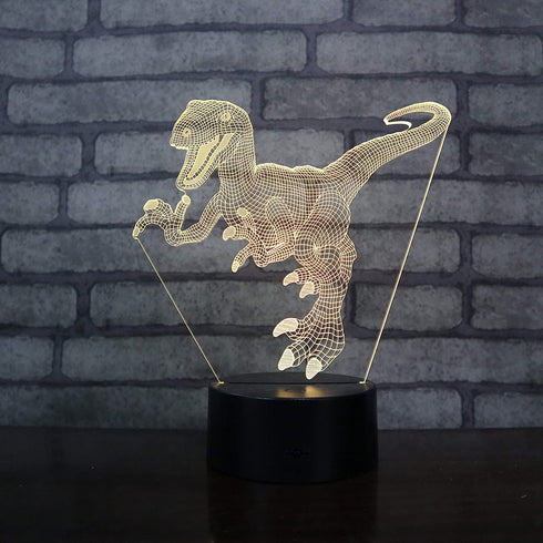 4 PCS 3D Triceratops LED Lamp, Cool 3D Tyrannosaurus Rex Pterosaur Night Light, 16 Color Changing Light, with Remote Control, for Boys Girls and Kids Toys Birthday Xmas Gift, BLUELAMP 5656