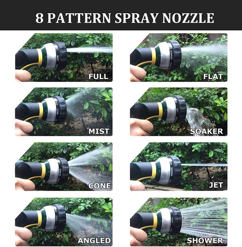 TheFitLife Flexible and Expandable Garden Hose - Triple Latex Core with 3/4" Solid Brass Fittings and 8 Function Spray Nozzle, Easy Storage Kink Free Water Hose (50 FT)
