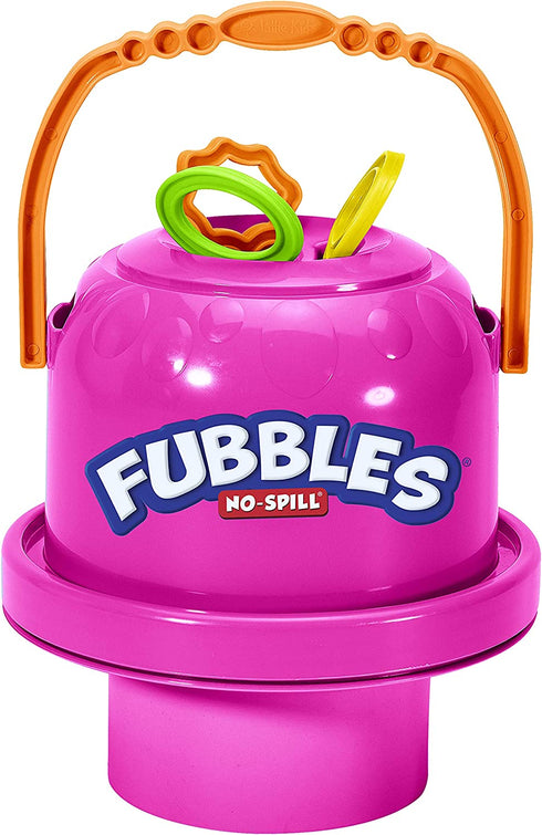 Little Kids Fubbles No-Spill Big Bubble Bucket in Pink for Multi-Child Play, Made in The USA