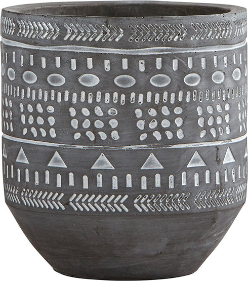 Amazon Brand Rivet Modern Concrete Indoor Outdoor Planter Pot With Painted Accents - 5 Inch, Grey and White