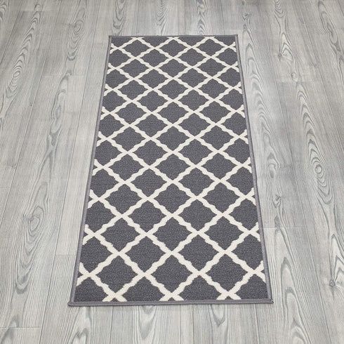 Ottomanson Glamour Collection Non-slip Trellis Design Runner Rug, 20" x 59", Gray