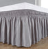 Biscaynebay Wrap Around Bed Skirts for King & Cal King Beds Extra Short Drop of 9", Silver Grey Elastic Dust Ruffles Easy Fit Wrinkle & Fade Resistant Silky Luxurious Fabric Solid Machine Washable