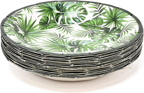 Tropical Palm Leaf Party Supplies Set 24 9" Paper Plates 24 7" Plate 24 9 Oz Cups 50 Lunch Napkin for Hawaiian Luau Green Leaves Jungle Safari Bridal Baby Shower Floral Greenery Summer Birthday Decor