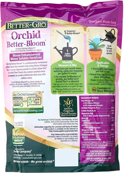 Sun Bulb Company 8305 Better Gro Orchid Plus Bloom Booster Fertilizer, 16-Ounce