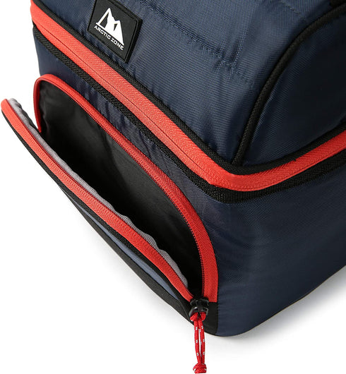 Arctic Zone High Performance Ultimate Secret Insulated Lunch Box Bucket Bag with 2 Piece Leak Proof Food Container and 350g High Performance Ice Pack - Navy