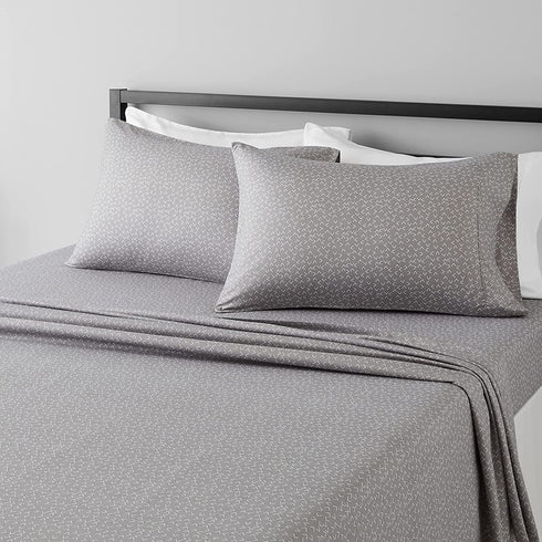 Amazon Basics Lightweight Super Soft Easy Care Microfiber Bed Sheet Set with 14 Deep Pockets - King, Gray Arrows