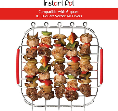 Instant Vortex Official Grill and Lifting Rack with Skewers, 6-Piece, Stainless Steel