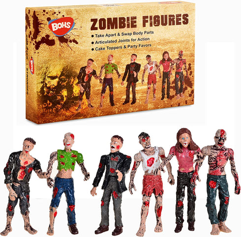 BOHS Zombie Action Figures Gift Package - Scary Toys for Boys - 4 Inches - Pack of 6