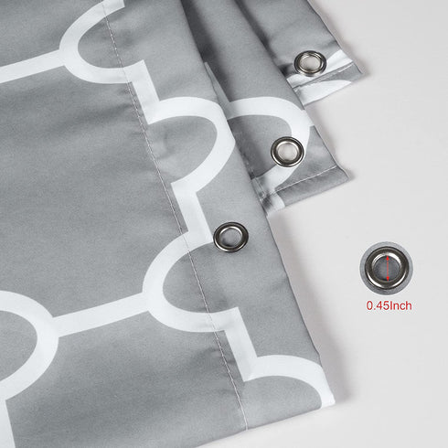 Xikaywnt Geometric Shower Curtain for Bathroom - Fabric Textured Moroccan Waterproof Bathroom Curtain with 12 Hooks, 70 x 72 Inch Grey