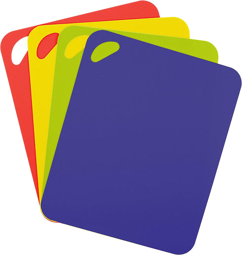 Dexas Mini Heavy Duty Grippmat Flexible Cutting Board Set of Four, 11.5 x 14 inches, Blue, Green, Yellow and Red,6554PK