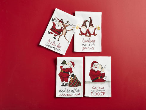 Mud Pie Alcohol Christmas Towel, Gnomies, 26" x 16.5"