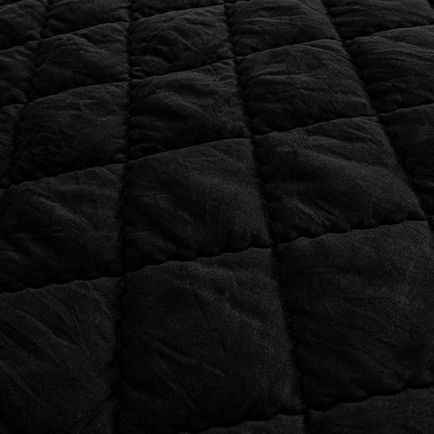 FLXXIE Microfiber Toddler Comforter, Ultra Soft and Lightweight Crib Quilted Toddler Blanket for Boys and Girls, 39" x 47", Black