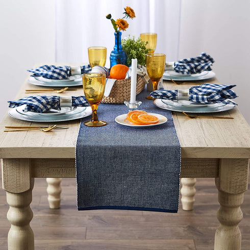 DII Two-Toned Collection Tabletop, Table Runner, 13x72, Navy