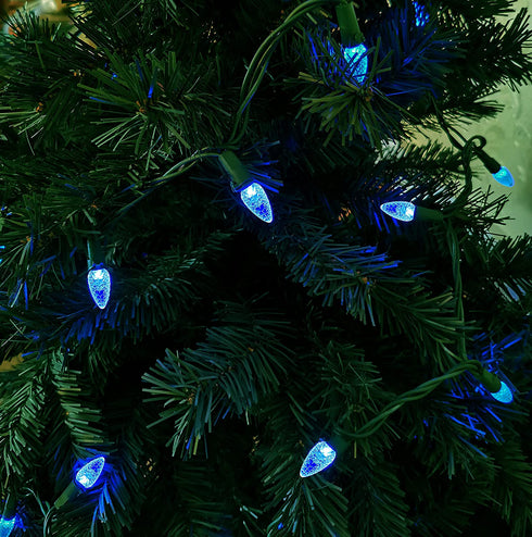 MXTCLM C6 Christmas Lights, 50 LED Strawberry String Lights, 18.31ft Blue C6 Lights, Fairy Lights for Outdoor, Indoor, Garden, Yard, Home, Party, Christmas Tree Decorations (Blue)