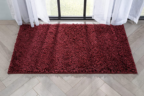 Well Woven Elle Basics | Emerson Shag Deep Red | Textured Mat Rug 2x4 (2'3" x 3'11")